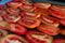 Close shoot of sliced tomatoes