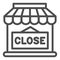 Close shop line icon, market concept, Store with closed sign on white background, Shop doorway is closed icon in outline