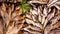 Close shot of dried fish fillets as sold on markets.