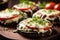 close shot of stuffed grilled portobello mushrooms with cheese