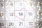 Close up of 14th february date in calendar