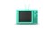 Close up 3d green television cartoon mock up animation.