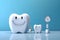 Close - up 3d tooth, simple blue background, high quality, 3D