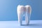 Close - up 3d tooth, simple blue background, high quality, 3D