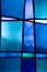 Close-Up Abstract Details of Blue and Green Stained Glass