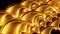 Close up of abstract plastic golden springs stretching isolated on a black background. Design. Spiral shaped long wavy