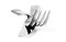 Close up abstract of a silver knife and fork