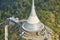 Close up aerial view of Jested tower transmitter near Liberec in Czechia
