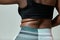 Close up african american woman& x27;s body with fat folds on waist. Overweight, obesity, slimming or body positive