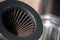 Close up air filter modified engine sport car blur background