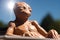 close-up of alien sunbather, with its skin being warmed by the sun