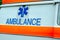 Close-up of ambulance Logo on Car