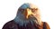 Close-up of an American Bald Eagle Head Isolated on a White Background - Generative AI