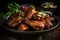 Close-up of american barbecue wings on a plate. Generative ai