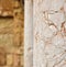 Close-up of the ancient marble column