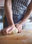 Close up of anonymous Woman making fresh dough at home in her kitchen