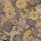 Close up of antique Chinese coins on a flea market