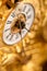 Close-up of antique gold clock