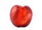 Close-up of an appetizing red nectarine. Ripe peach, isolated on the white background. A whole nutritious fruit, full of vitamins.