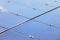 Close up array of thin film solar cells or amorphous silicon solar cells or photovoltaics in solar power plant