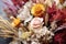 close-up of artful arrangement of dried flowers