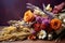 close-up of artful arrangement of dried flowers