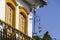 Close-up of an artful colonial house corner, historic town Paraty, Brazil