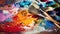 Close-up of an artist\\\'s paintbrushes