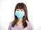 Close up   Asian teenager girl wearing medical mask