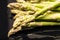 Close up of asparagus bundles