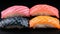 Close-up of Assorted Exquisite Sushi Rolls in Vibrant Presentation and Variety of Flavors