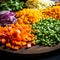 Close-up of assorted freshly chopped vegetables perfect for preparing a delicious and healthy salad