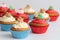 Close-Up of Assortment of Christmas Cupcakes