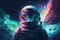 Close-up astronaut in cosmos, galaxy, the universe, fantasy,