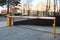 Close-up of an automatic barrier at the entrance to an underground parking