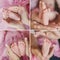 Close-up of baby\'s feet collage.