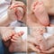 Close-up of baby\'s hands and feet collage
