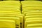 Close up Backrest of Yellow Metal Chairs.