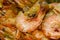 Close-up of baked shrimps. Food background