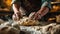 Close-up Baker Kneading Dough - AI Generated