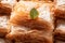 close-up of baklava texture with flaky layers