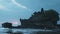 Close up of bali`s tanah lot temple at sunset during low tide