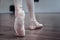 Close up of a ballet dancers foot