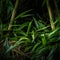 a close up of a bamboo plant with green leaves