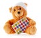 Close up Bandaged Teddy Bear with Foil of Tablets