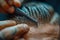 Close-up of a barber\\\'s skilled hands crafting a perfect hairstyle