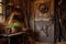 close-up of barn door and antique farm tools