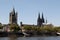 Close up of the basilica and the cathedral of cologne watched from the rhine sight during the sightseeing boat trip