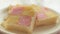 Close up of Battenberg cake D