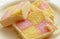 Close up of Battenberg cake E